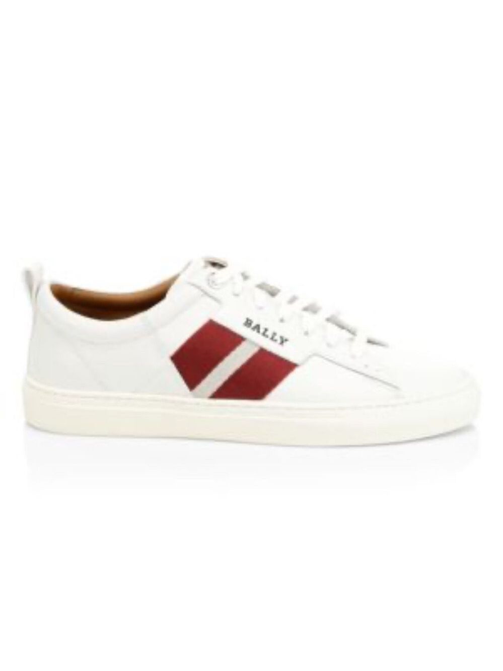 Bally Helvis leather stripe White and Burgundy low top Sneakers size 6